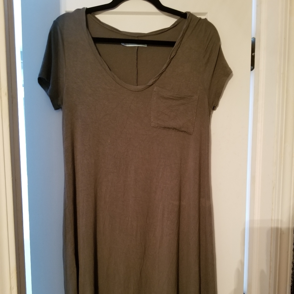 Olive green t-shirt dress